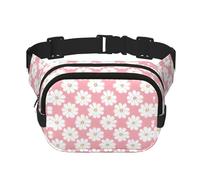White Chrysanthemum Texture Chart Square Double Layer Waist Bag Belt - Sac banane unisexe partout pour la course, les voyages, la randonnée, le fitness, noir, taille unique, Noir/blanc, One Size
