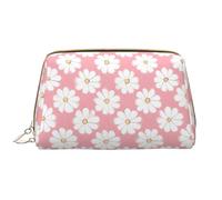 White Chrysanthemum Texture Chart Trousse de maquillage portable en cuir pour cosmétiques, articles de toilette et essentiels quotidiens, blanc, Taille unique