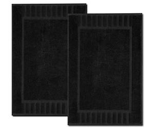 White Classic Lot de 2 tapis de bain de luxe - En coton absorbant pour hôtel, spa, douche/baignoire [il ne s'agit pas d'un tapis de salle de bain] 55,9 x 86,4 cm | Noir
