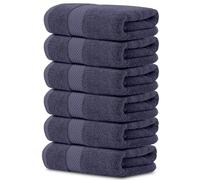White Classic Lot de 6 essuie-mains tendance 100 % coton turc doux, collection de serviettes de bain pour hôtel et spa hyper absorbantes, 40,6 x 76,2 cm, bleu marine