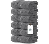 White Classic Lot de 6 essuie-mains tendance 100 % coton turc doux, collection de serviettes de bain pour hôtel et spa hyper absorbantes, 40,6 x 76,2 cm, gris foncé
