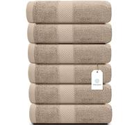 White Classic Lot de 6 essuie-mains tendance 100 % coton turc doux, collection de serviettes de bain pour hôtel et spa hyper absorbantes, 40,6 x 76,2 cm, taupe