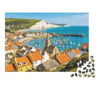 White Cliff Bay Jigsaw Puzzle 1000 Pieces Recycled Material Coastal Town Puzzles for Boy & Girl Ages 6 Years en Haut Amusant et Stimulant Family Game Activity 70x50cm/1000pcs