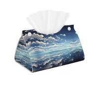White Clouds Over The Sea Long sac à mouchoirs en cuir double face imperméable et durable