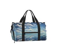 White Clouds Over The Sea Sac de sport avec compartiment à chaussures - Sac de sport léger pour homme et femme - Sac de voyage imperméable avec poche humide