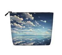 White Clouds Over The Sea Trousse de toilette de voyage polyvalente - Faux chanvre - Trousse de maquillage multi-usage - Organiseur d'accessoires cosmétiques, Noir , Taille unique
