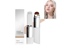 White Color Changing Foundation Stick,Double-Headed Lightweight Foundation Stick,2-In-1 Dual Head Cover Cream With Brush,Hydrating Lightweight,Blur Pores Even Skin Tone For All Skin Types (Natural)