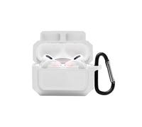 (White) Compatible For Apple AirPods Pro 3-in-1 Silicone Anti-Fall Case + Ear-Tip + Anti-Lost Carabiner Protection Set