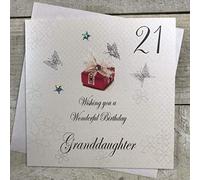 WHITE COTTON CARDS 21 Wishing You A Wonderful Birthday Granddaughter» Carte d'anniversaire Faite à la Main