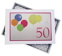 WHITE COTTON CARDS Album 50e Anniversaire avec Paillettes Fluo Ballons, Blanc, Petit