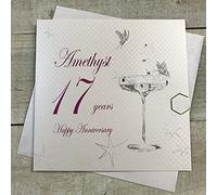 WHITE COTTON CARDS Améthyste Joyeux Anniversaire 17 Ans Carte Anniversaire Faite à la Main Blanc