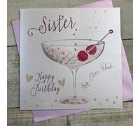 White Cotton Cards B103-SIS Carte d'anniversaire faite à la main Motif champagne
