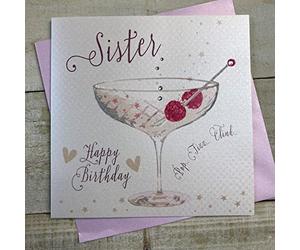 White Cotton Cards B103-SIS Carte d'anniversaire faite à la main Motif champagne