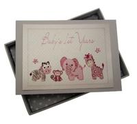 White Cotton Cards Baby's 1st Years Mini album photo pour bébé fait main Rose