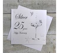 WHITE COTTON CARDS Bd125 C Happy de 25 Ans Noces d'argent Carte Faite à la Main