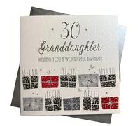 White Cotton cards-bdp30 Gran.d 30 Wishing You a Wonderful Birthday Granddaughter» Carte d'anniversaire Faite Main 30e Blanc