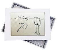 WHITE COTTON CARDS Blanc Coton Cartes d'anniversaire Âge 70 flûtes Album Photo, Tableau, Blanc, 12.5 x 17.5 x 2.5 cm