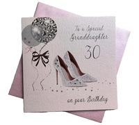WHITE COTTON CARDS Boule à facettes 30 et pour Chaussures de Mariage Inscription to A Special Granddaughter» Carte d'anniversaire Faite Main 30e Blanc