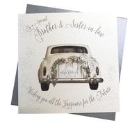 WHITE COTTON CARDS & Brother Sister-en-Law Cartes de vœux de Mariage Faite Main