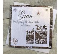 White Cotton Cards C2-gran "Gran Warm Wishes at Christmas" carte de Noël faite à la main