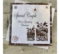 White Cotton Cards C2-SC"Special Couple Have a Sparkling Christmas" Carte de Noël faite à la main