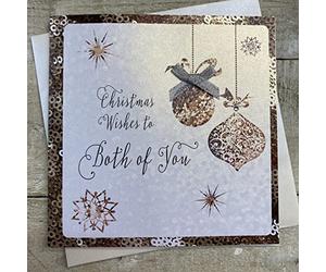 White Cotton Cards C4-BY Carte de Noël faite à la main avec inscription « Christmas Wishes to Both of You »