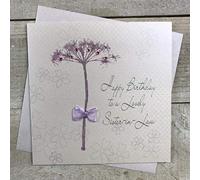 white cotton cards Carte Anniversaire pour Belle-Soeur Inscription Happy Birthday to A Lovely Sister-in-Law Motif Pissenlit Blanc