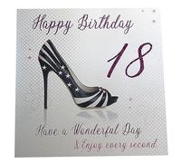 white cotton cards Carte d'anniversaire 18e Anniversaire Inscription Happy Birthday Have A Wonderful Birthday Motif Chaussure Très Grand Format