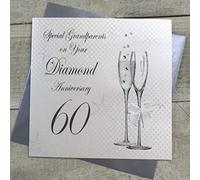 WHITE COTTON CARDS Carte d'anniversaire 60e anniversaire de grand-parents Motif flûtes à champagne Finition à la main (BD160-G)
