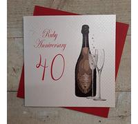 White Cotton Cards Carte d'anniversaire de Mariage Noces de Rubis 40e Anniversaire de Mariage Faite Main Carte Vert