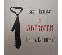WHITE COTTON CARDS Carte d'anniversaire Faite à la Main Best Husband in Aberdeen avec Cravate Noire