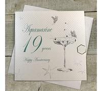 WHITE COTTON CARDS Carte d'anniversaire Happy Bleu 19 Ans Anniversaire Faite à la Main Blanc
