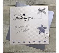 White Cotton Cards Carte de bonne chance, Wishing You Success in Your New Venture faite à la main LL90