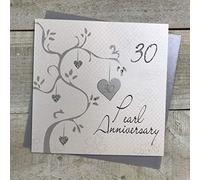 WHITE COTTON CARDS Carte de Mariage Faite à la Main pour 30e Anniversaire de Mariage (Arbre d'anniversaire, Code AB30)