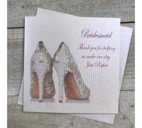 WHITE COTTON CARDS Carte de Mariage Faite Main Bridesmaid Thank You for Helping Us Make Our Day Just Perfect Carte de Mariage Faite Main, Blanc
