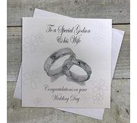 WHITE COTTON CARDS Carte Faite à la Main to a Special Godson et sa Femme Congratulations on Jour de Votre Mariage Carte de Bandes de Mariage, Blanc