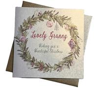 WHITE COTTON CARDS Carte Faite Main Inscription Lovely Granny Motif Rose Corail