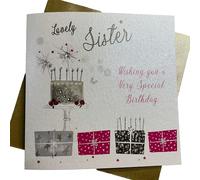 WHITE COTTON CARDS Carte Lovely Sister Wishing You A spécial Carte d'anniversaire Faite Main, Rose