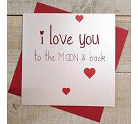 WHITE COTTON CARDS Cartes « I Love You to The Moon and Back Fait Main en Coton Blanc Carte De Saint-Valentin