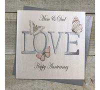 WHITE COTTON CARDS Code Pd75 m Vintage Carte d'anniversaire Maman et Papa 'Amour' Happy Carte d'anniversaire Carte de Anniversaire de Mariage Faite Main