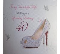 WHITE COTTON CARDS Code X40 W-s to My Wonderful Wife Wishing You A Sparkling Anniversaire 101,6 cm Fait à la Main Carte d'anniversaire 40 Ans
