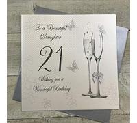 white cotton cards Code XBDD21 Carte d'anniversaire Faite Main 21 Ans to A Beautiful Daughter 21 Wishing You A Wonderful Birthday