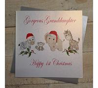 WHITE COTTON CARDS Code XX14-114 Gorgeous Granddaughter Happy 1st Carte de Noël Faite à la Main de Noël, Jouets