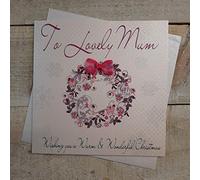WHITE COTTON CARDS Couronne à Lovely Mum Carte de Noël, Fait Main, Rose