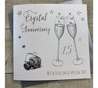 WHITE COTTON CARDS Cristal Anniversaire de Mariage «with Love on Your Special Day» (15e Carte d'anniversaire Faite à la Main