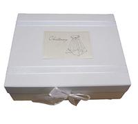 White Cotton Cards CSG2X Grande boîte à souvenirs pour baptême Motif robe de Noël