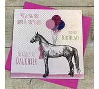 White Cotton Cards E69-d "Horse Wishing You Amour et Bonheur to a special daughter on Your Birthday" carte d'anniversaire faite à la main