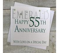 WHITE COTTON CARDS Emerald AW55 Carte d'anniversaire Faite à la Main Inscription Happy 55th Love on A Special Day