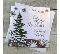 White Cotton Cards F5-am "Across the Miles" carte de Noël faite à la main