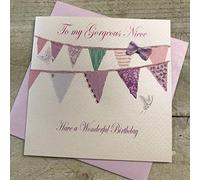 White Cotton Cards fanions Pd49 "To My Gorgeous Niece Have A Wonderful Birthday" carte d'anniversaire faite à la main